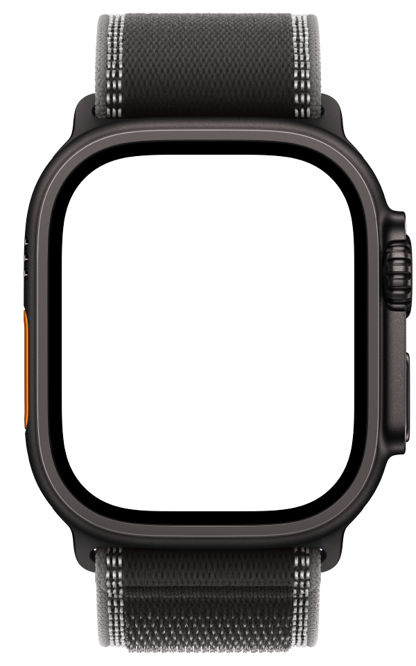 Apple Watch Ultra 3, black titanium with a Trail Loop